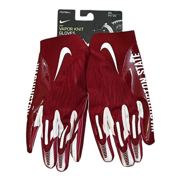 Nike Vapor Knit Washington State Cougars Red Football Gloves Size 3XL FN5631-620 - Picture 1 of 5